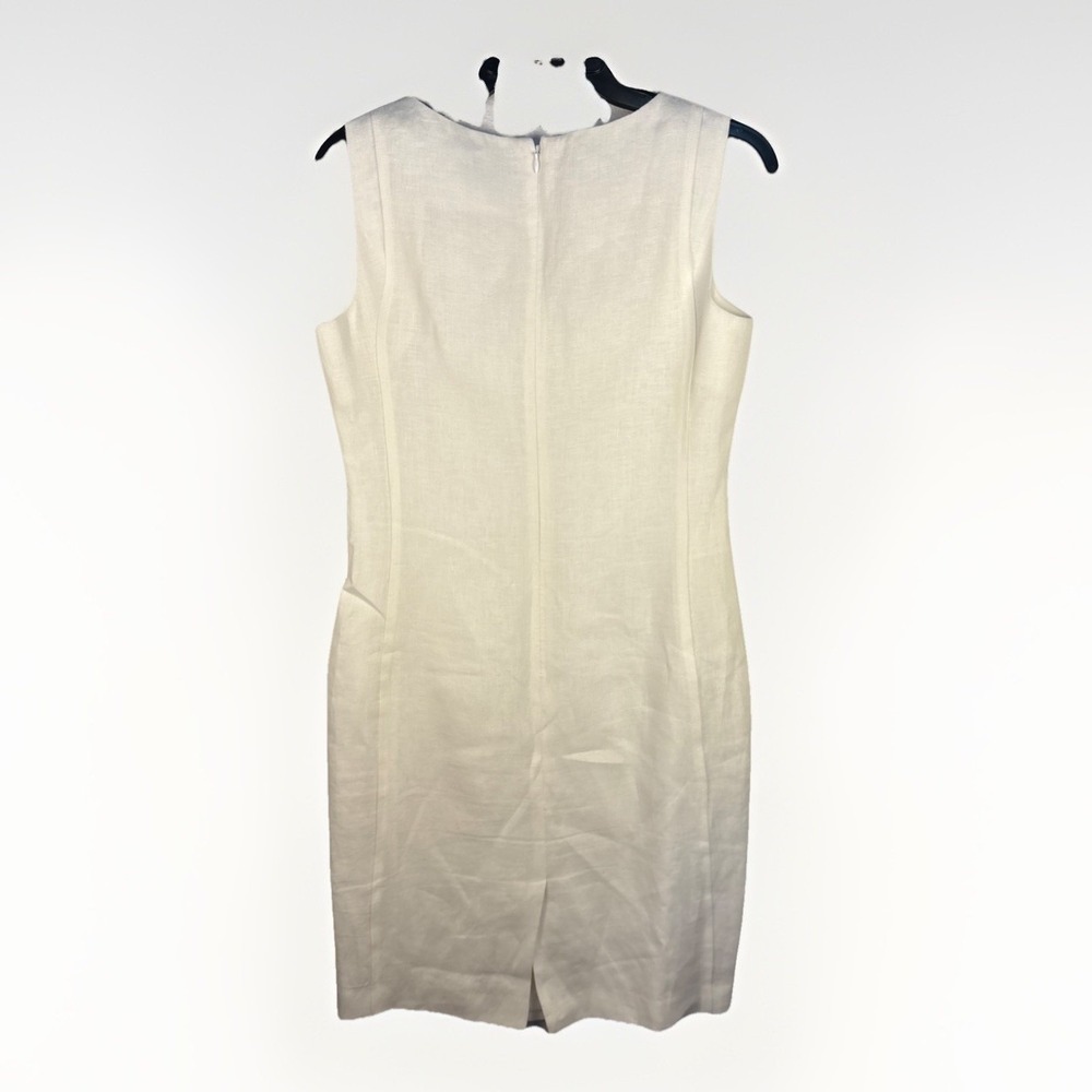 Talbots Signature Irish Linen Ivory Women's Sleeveless Lined Dress Knee Length 4 - Picture 2 of 10